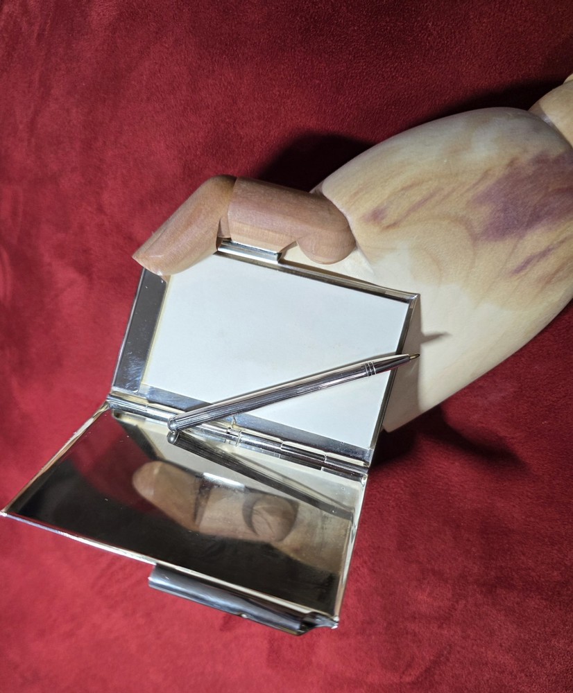 Antique Silver Case with Notepad and Pen
