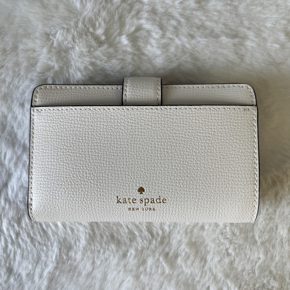 Kate Spade Phoebe Perforated Turnlock Medium Wallet Meringue