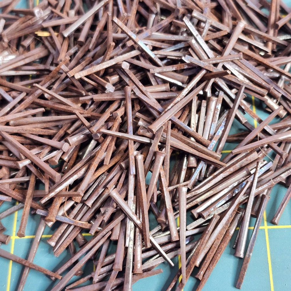 Old Square Head Nails. Barn Rustic Rusty Brad Nails, 10oz Bag