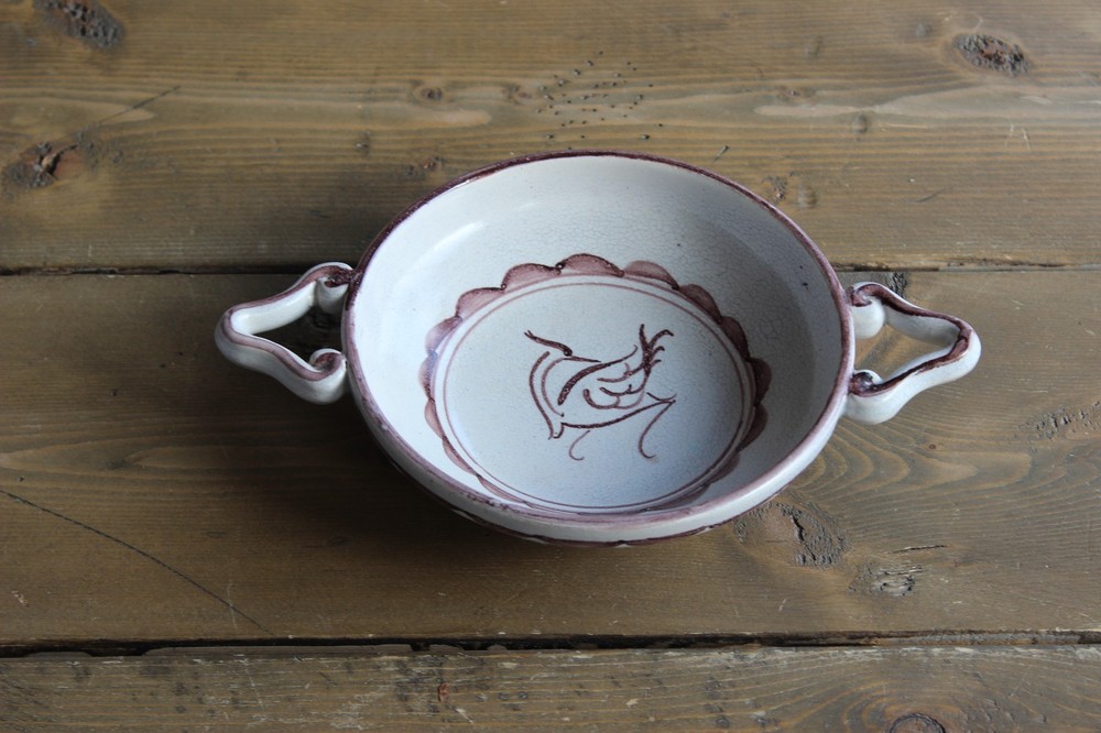Red Craine Bird Marked Ceramic Bowl Signed