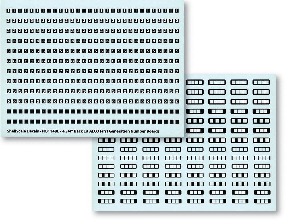 HO114BL Backlit ALCO 4 3/4" Numbers W/Boards DECALS ShellScale Decals