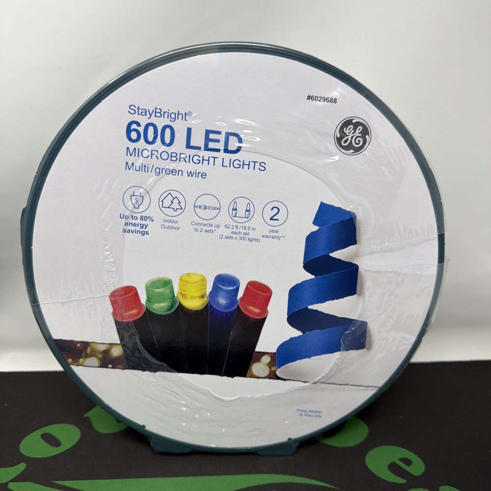 GE StayBright 600 Count 124-ft Multi Colored Micro LED Christmas String Lights