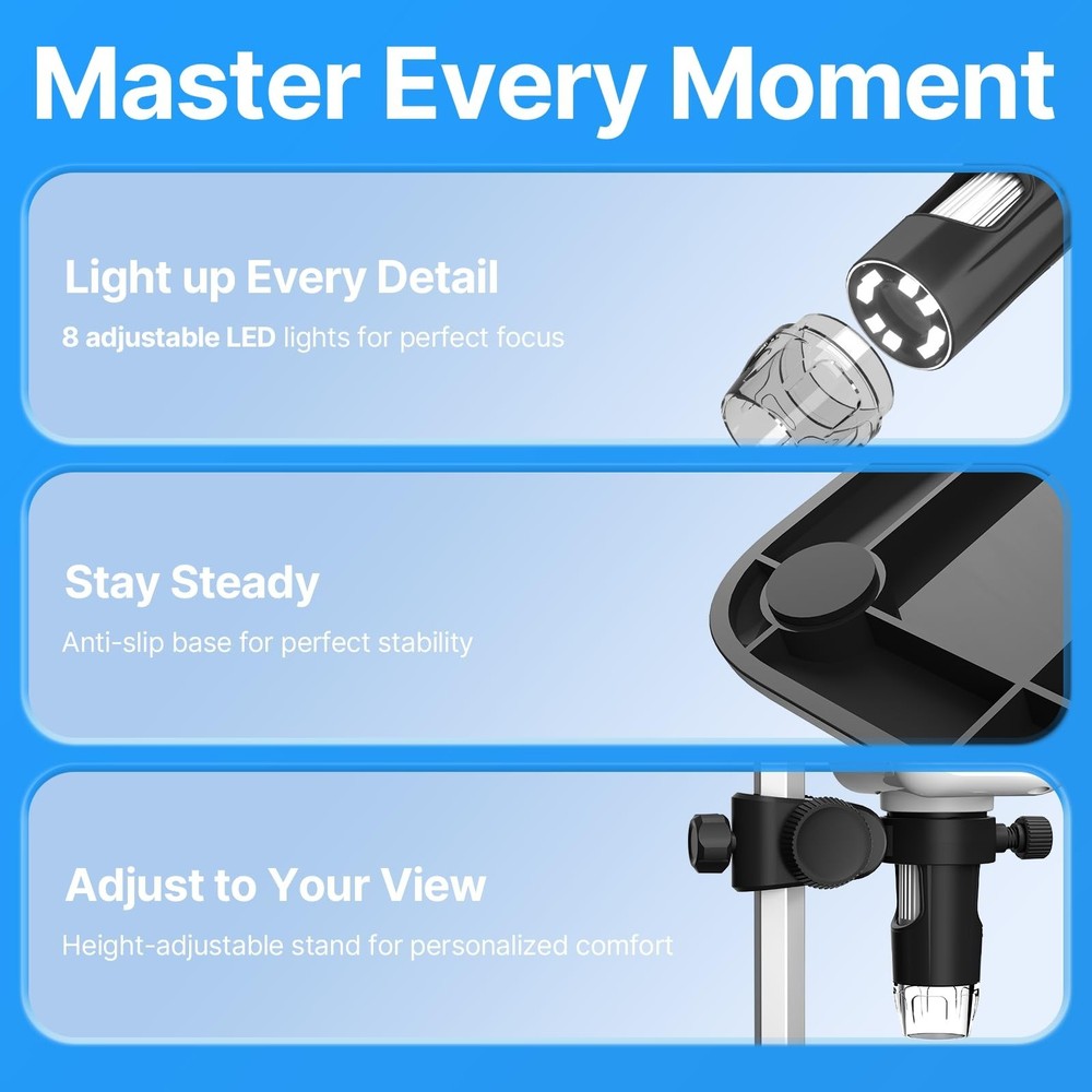 Digital Microscope, 4.3" LCD USB Coin Microscope, 1000X 1080P Error Coin Magn...