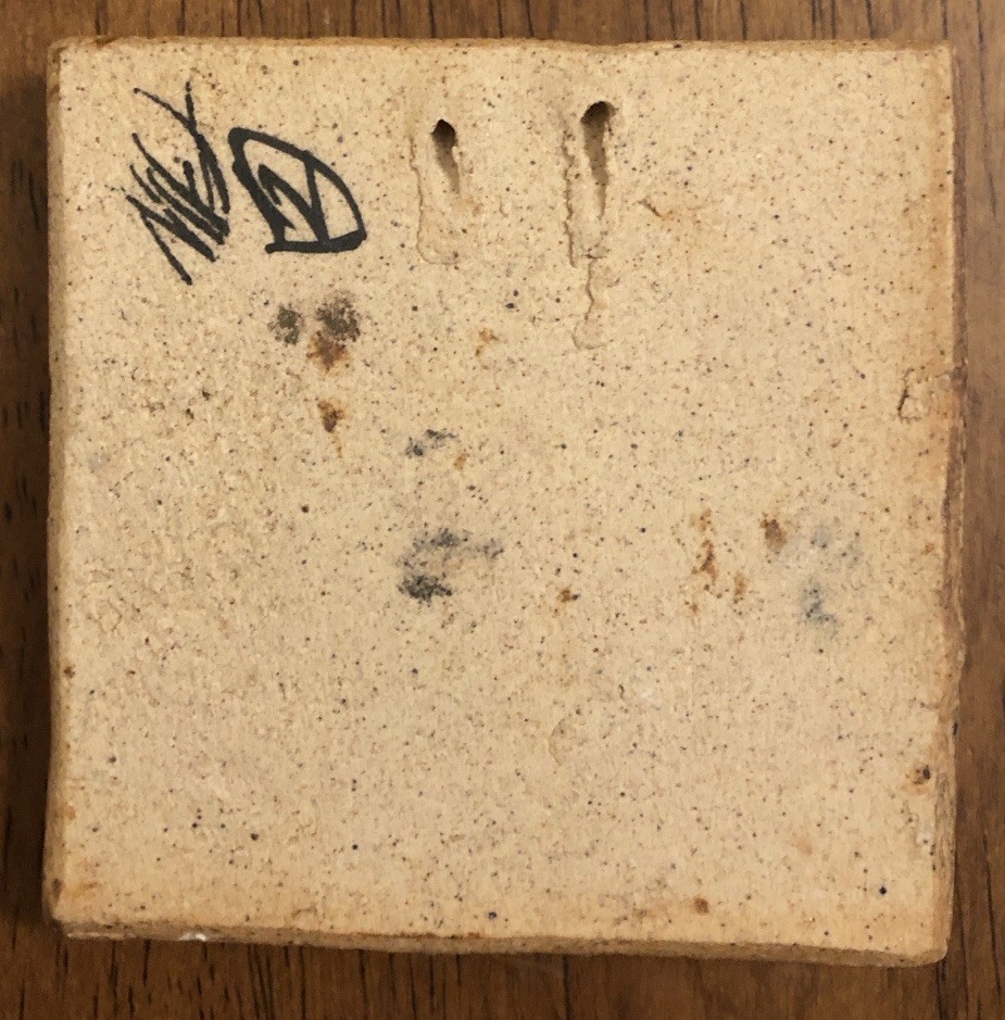 Glazed Pottery Ceramic Small Tile Butterfly Signed Mex 2.5 In