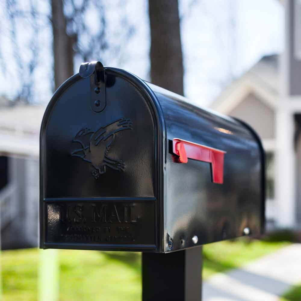 Architectural Mailboxes Elite Black Post Mount Mailbox, Steel, Rust Resistant