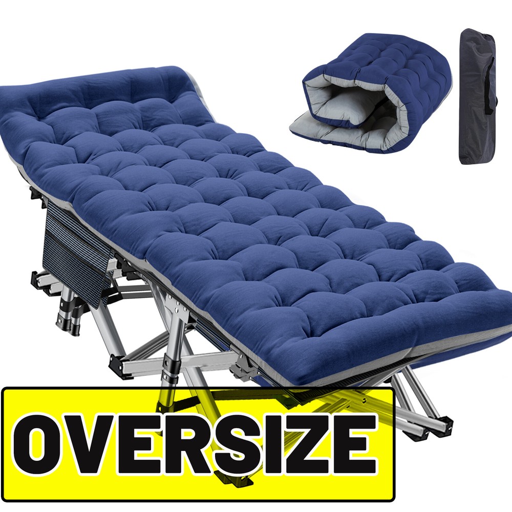 NAIZEA Extra-Wide Folding Camping Cot, Quiet Sleeping Cot With Side Pocket  XXL