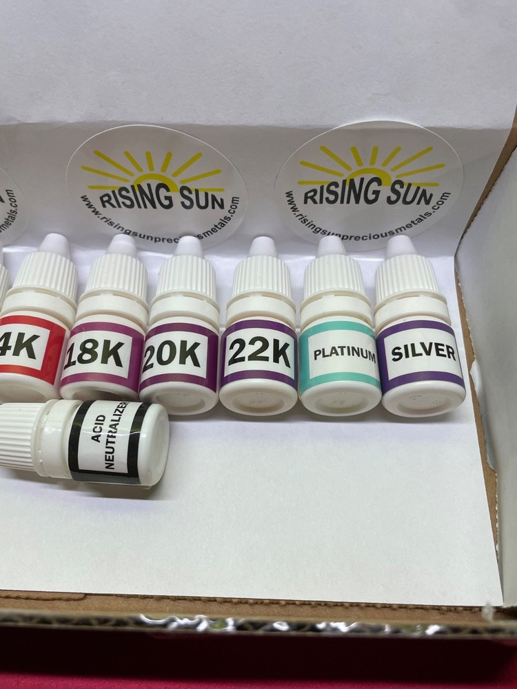 " Platinum", "Gold", "Silver", RISING SUN PRECIOUS METALS, acid test solution