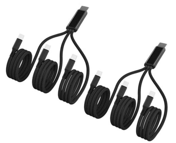Multi USB C CablePack,3 in 1 Multiple Type C Charging,3A Splitter 4FT 2 Black