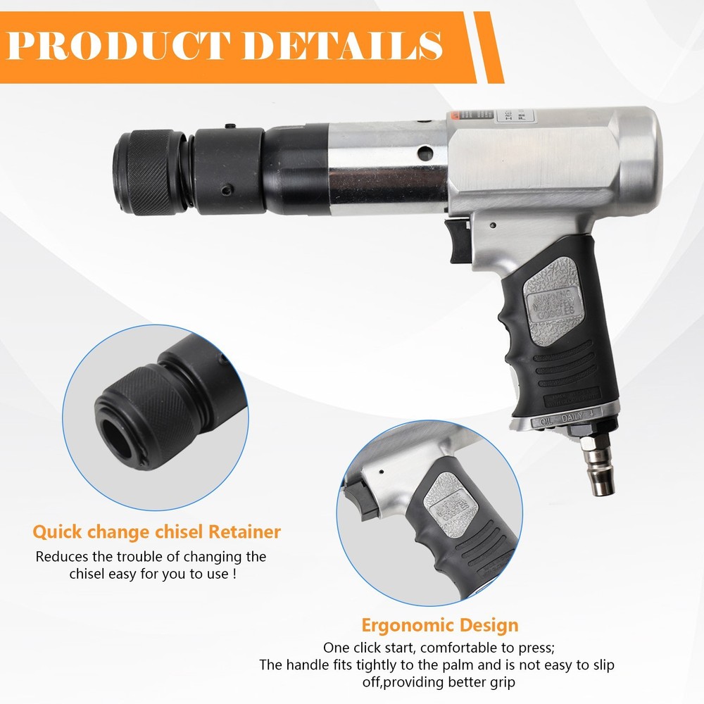 Multi-Functional Pneumatic Air Hammer Tool Set with Case & Chisel Kit Heavy Duty
