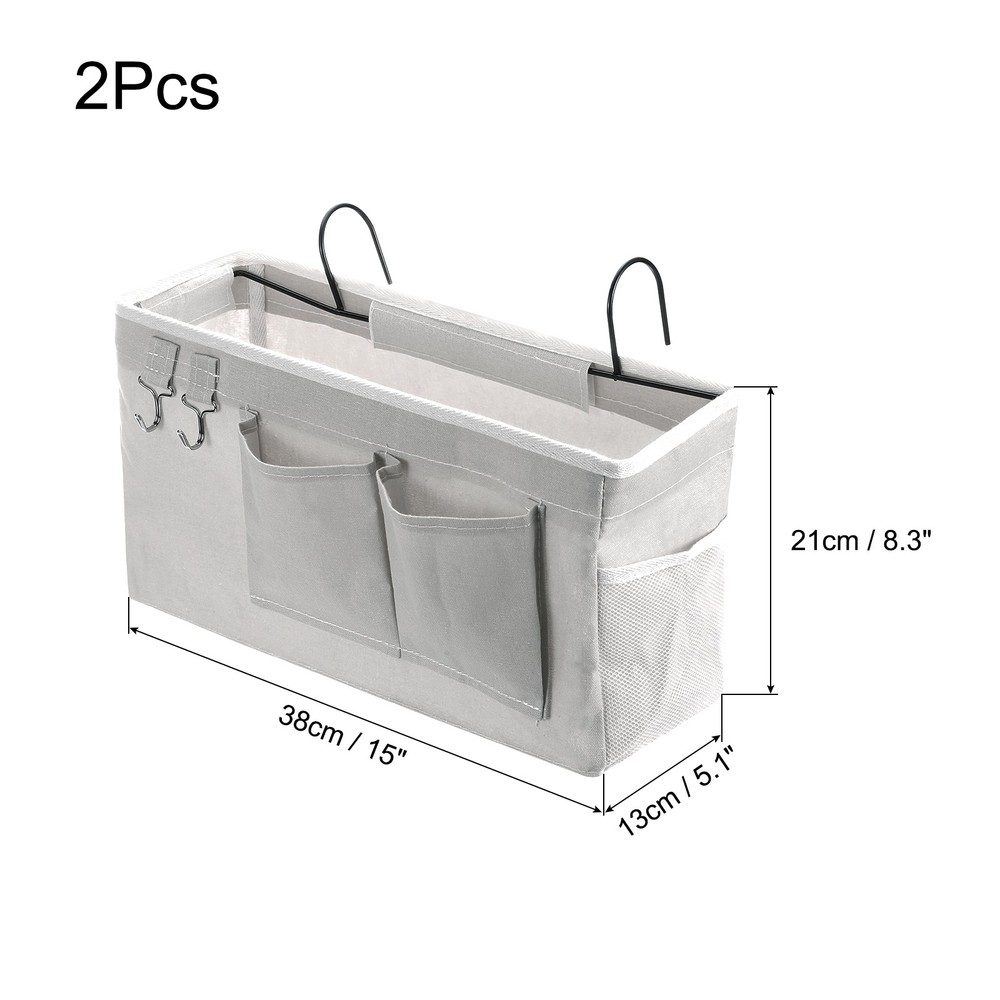 2pcs Bedside Caddy Bed Caddy Bunk Bed Caddy Bedside Organizer with Hooks, White