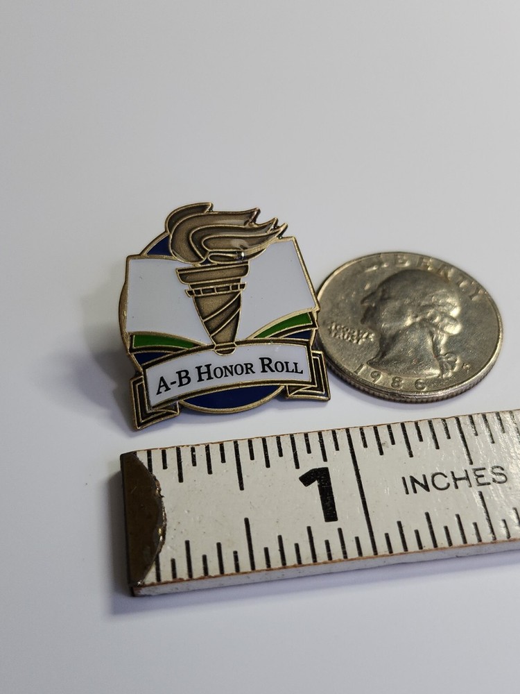 A-B Honor Roll Award Lapel Pin Torch & Open Book