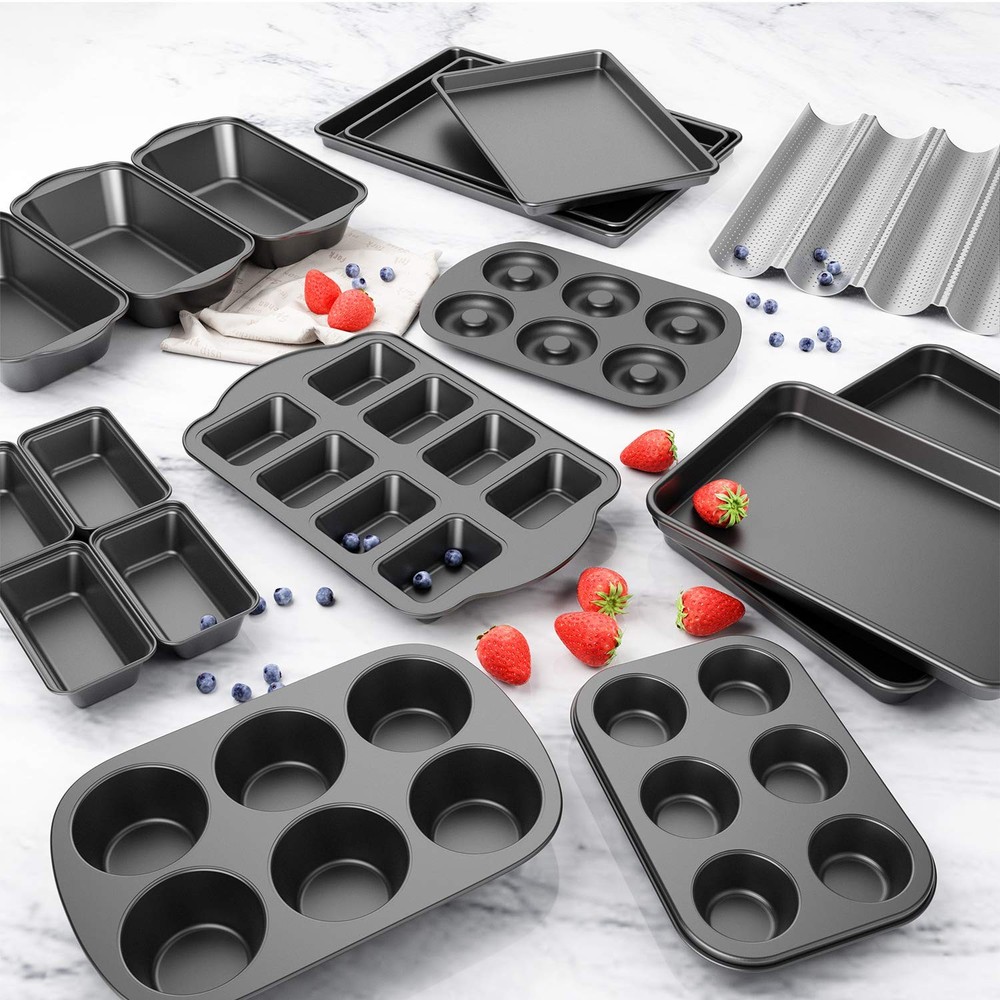 2 Pack Rectangular Tart Pan Non-Stick Quiche Pan with Loose Bottom the Fluted...
