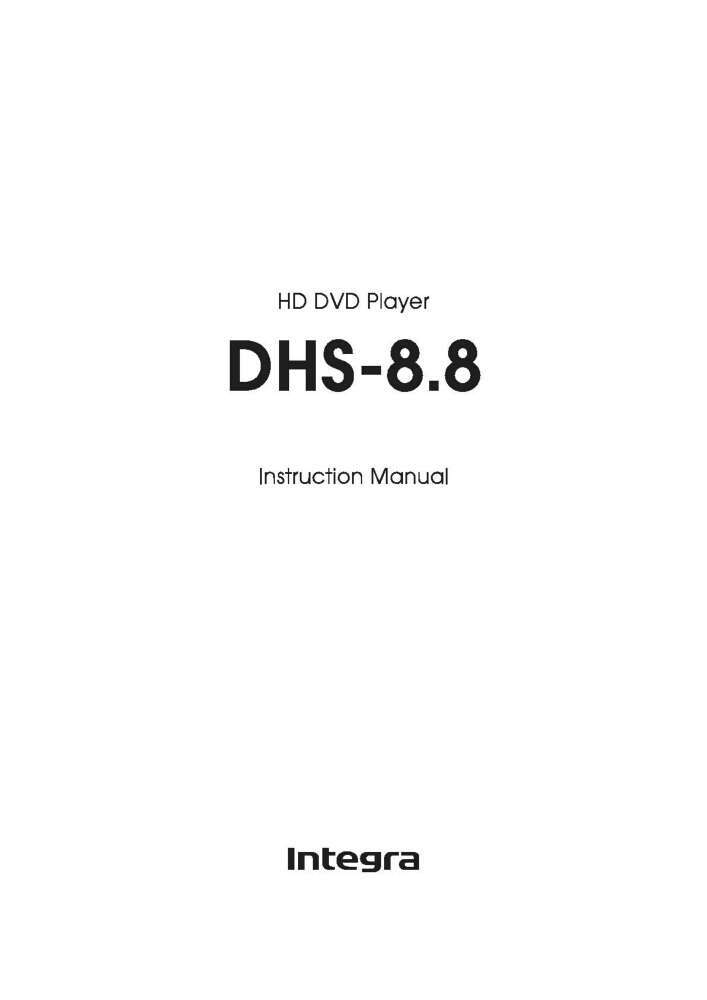 Onkyo DHS-8.8 DVD Player Owners Manual