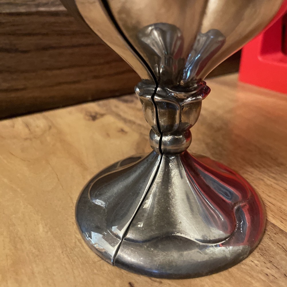Silver Wedding Cup Split Heart Shaped Wedding Chalice Goblet Anniversary