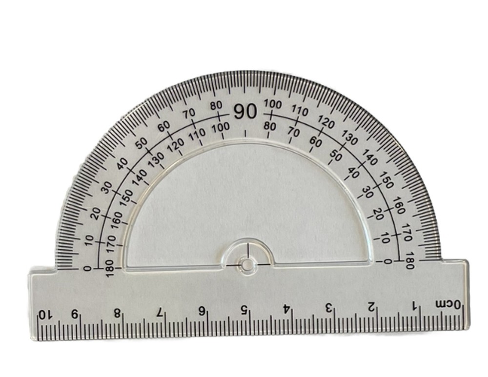 Clear School Kids Math Protractor Ruler,  4 Inches, 180 Degrees
