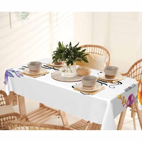 Table Cloth for Rectangle Table 84" x 60" (Rectangular) Flower Modern Quartz