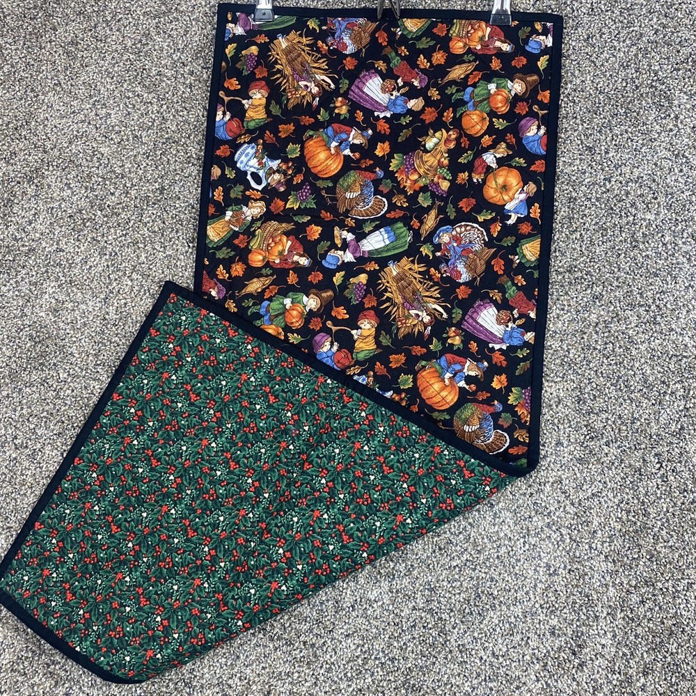 Fabric Table Runner Thanksgiving Christmas Theme Double Sided Handmade