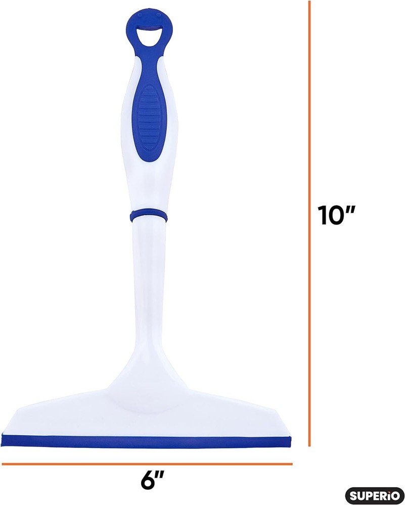Superio 6" Window Rubber Squeegee with Hanging Loop, Blue