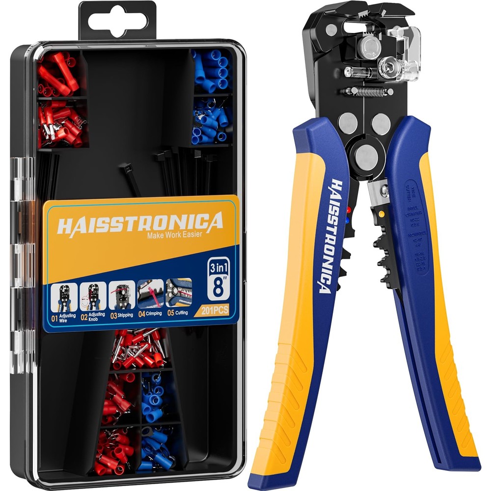 201PCS Wire Stripper Kit - Automatic Wire Stripping Tool for AWG 24-10 Cables...