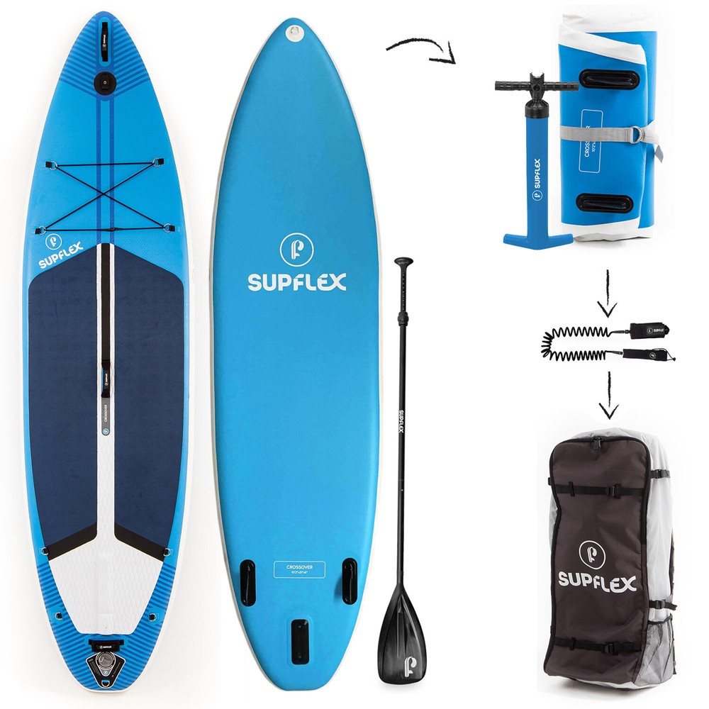 Inflatable Paddle Board crossover 10'2 with pump backpack paddle and leash