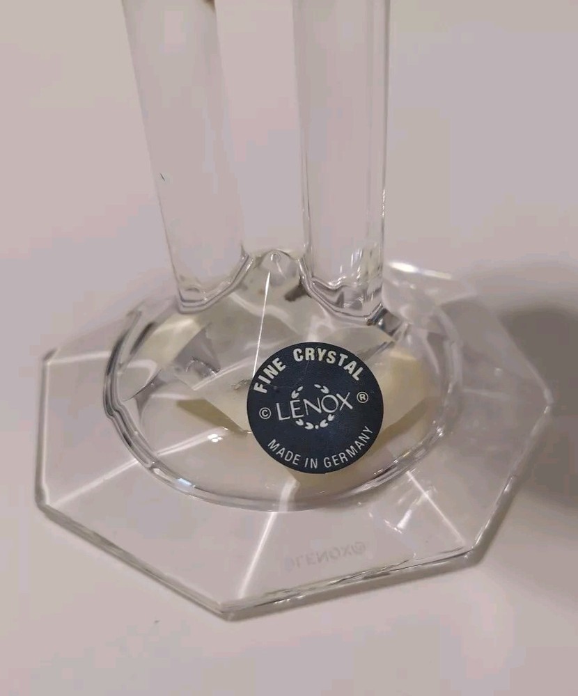 2 Pc Set Lenox SYNCHRONICITY Lead Crystal Column Candleholders Made In Germany