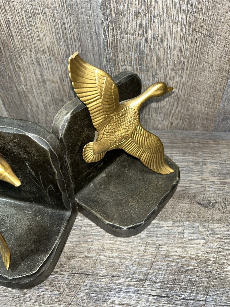 Vntg Flying Duck Metal Bookends 1960’s