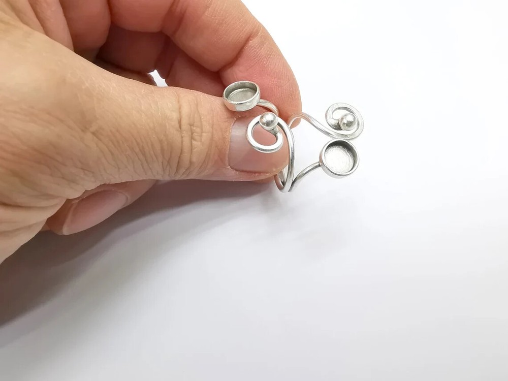 Ring Blank Setting, Cabochon Mounting, Adjustable Resin Ring Base Bezels
