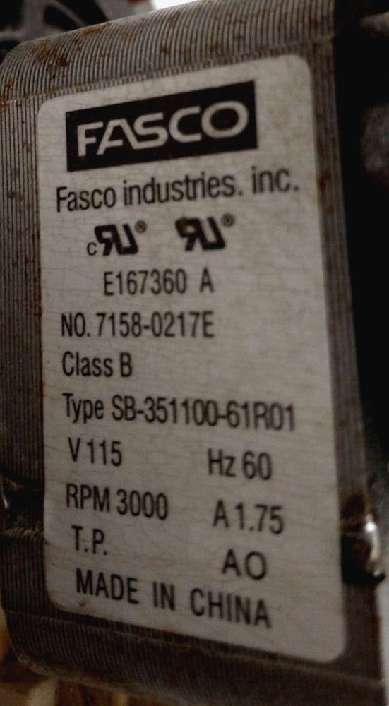 Fasco 7158 0217E Draft Inducer Blower Motor E167360