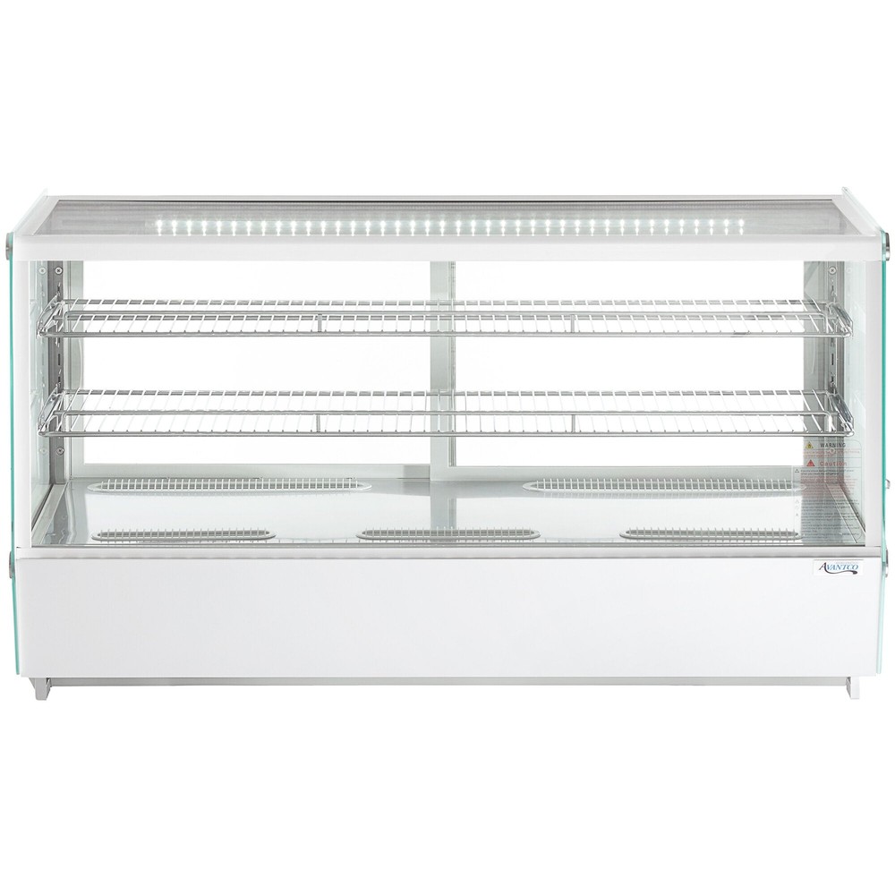 48" White Refrigerated Square Countertop Bakery Display Case with LED Lighting