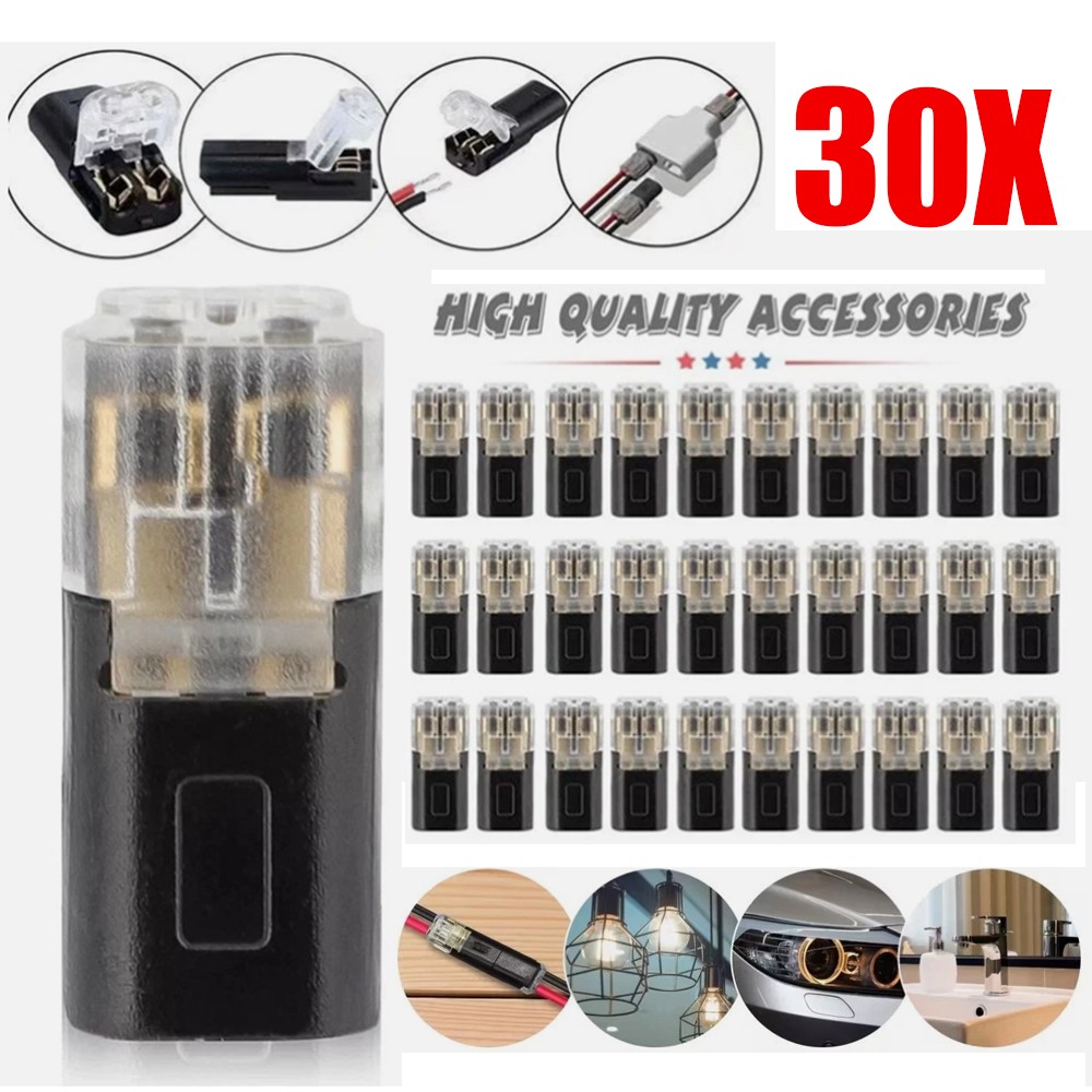 30PCS Double-Wire Plug-in Cable Snap Connector Terminal Block w/ Locking Buckle