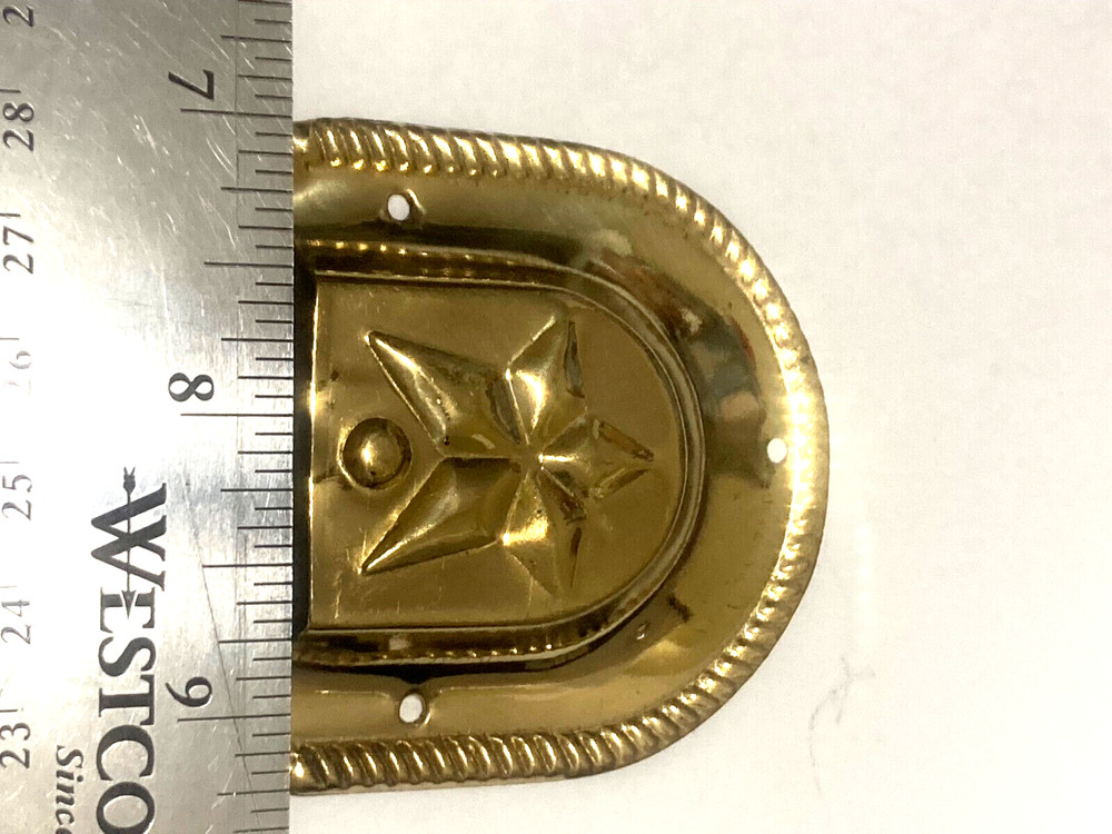 Trunk Handle Loop Star Design For Camel Back Steamer Solid Brass Pair