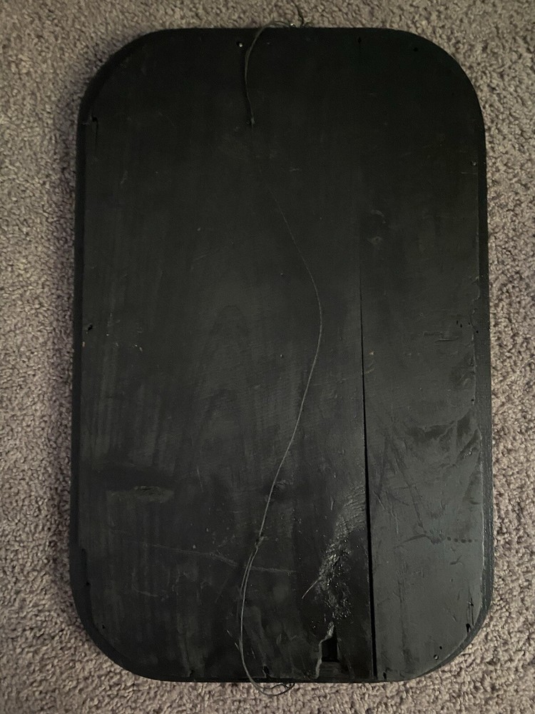 Vintage Painted Black Round Edge Rectangle Mirror