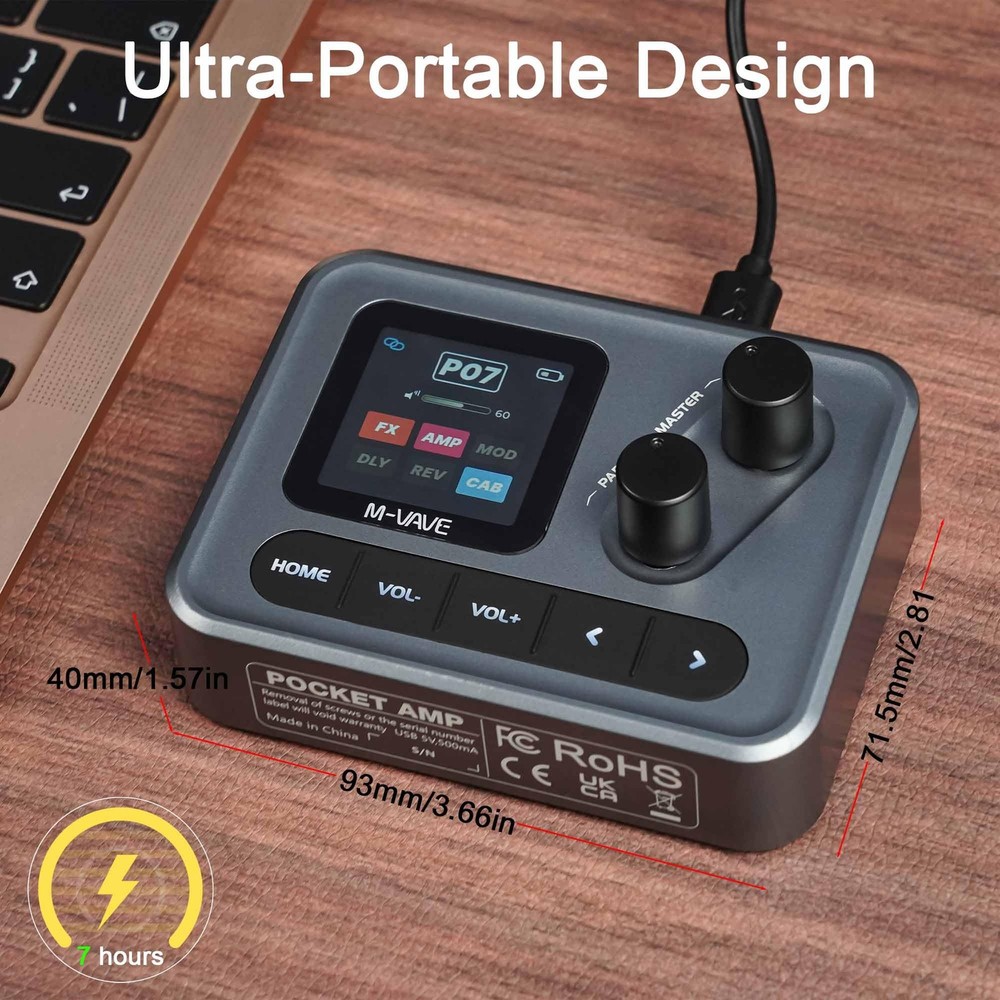 M-VAVE Pocket AMP Multi Effects Pedal Processor with 6 Modules, 80 Editable E...