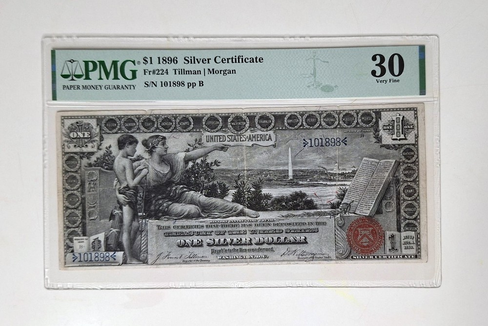 PMG30 1896 $1 Silver Certificate Educational Note Fr 224