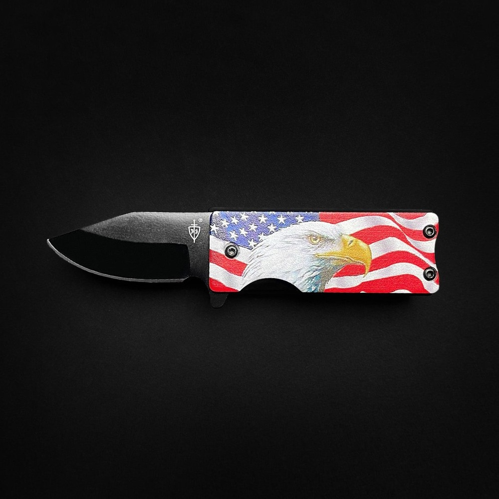 Lighter Holder Folding Pocket Knife Spring Assisted Open BIC Lighter Bald Eagle
