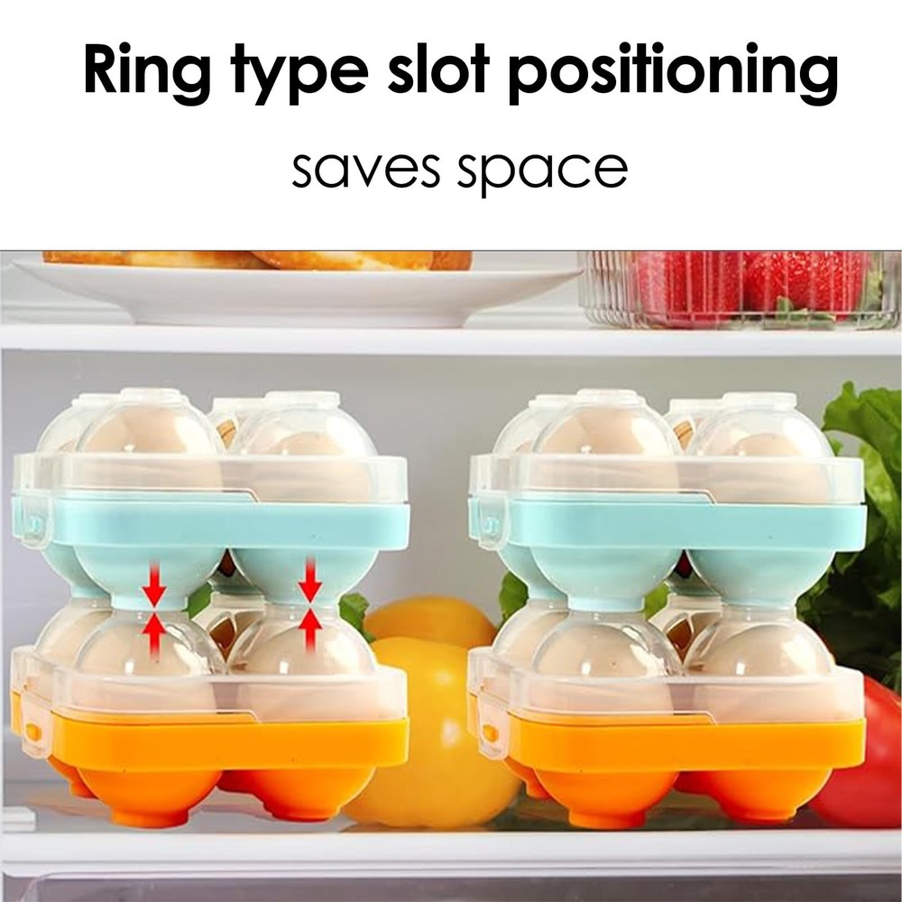 4 Girds Egg Holder Container, Plastic Egg Storage Box Shockproof Protection, ...