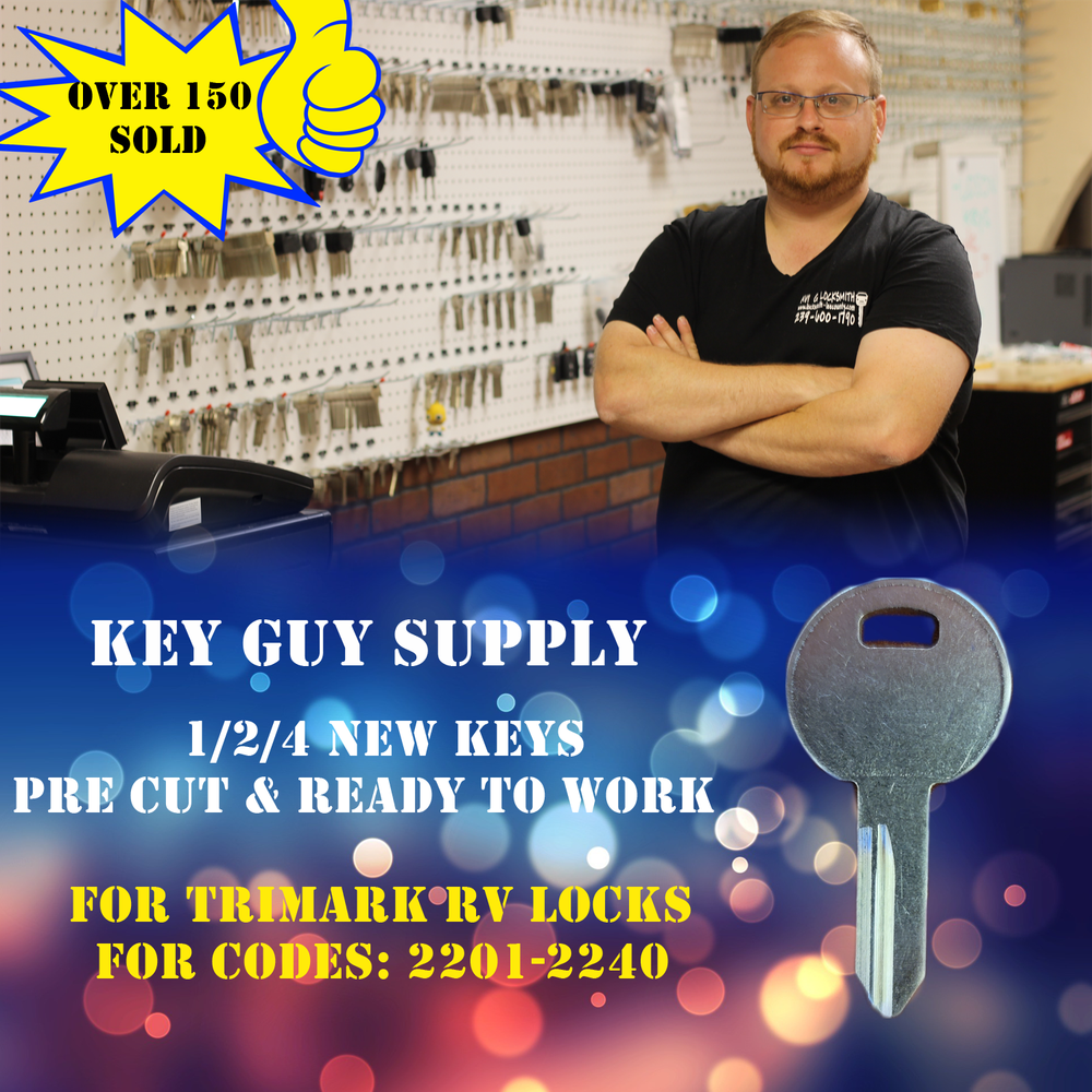 2201-2240. Replacment keys for Trimark RV locks.cut to code, Licensed Locksmith.