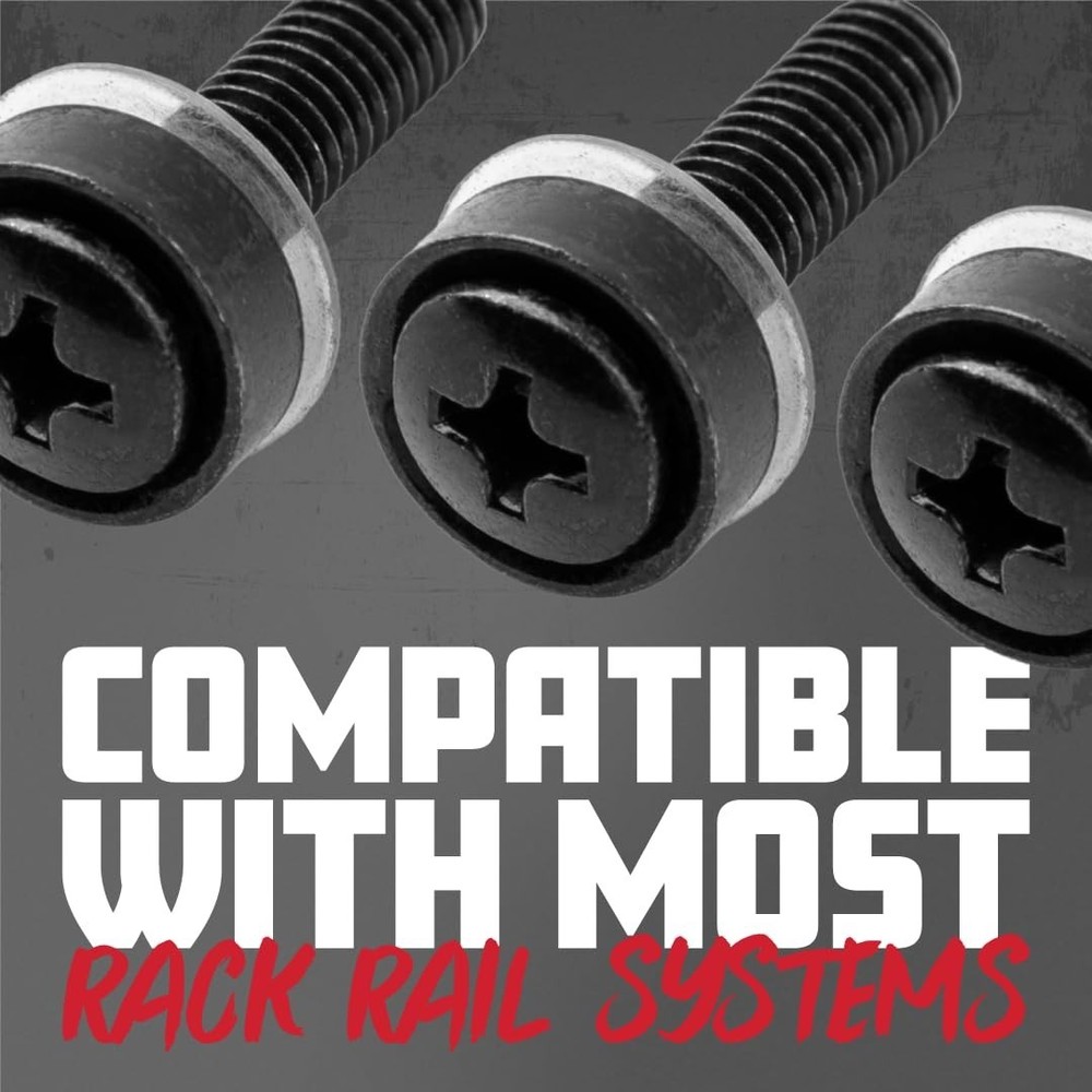 Professional Black Rack Screws Set, 25 Count - Compatibility with 10/32 Systems