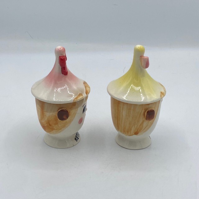 Vtg COMMODORE Anthropomorphic KETCHUP MUSTARD Pixie Condiment Jar Attached Spoon