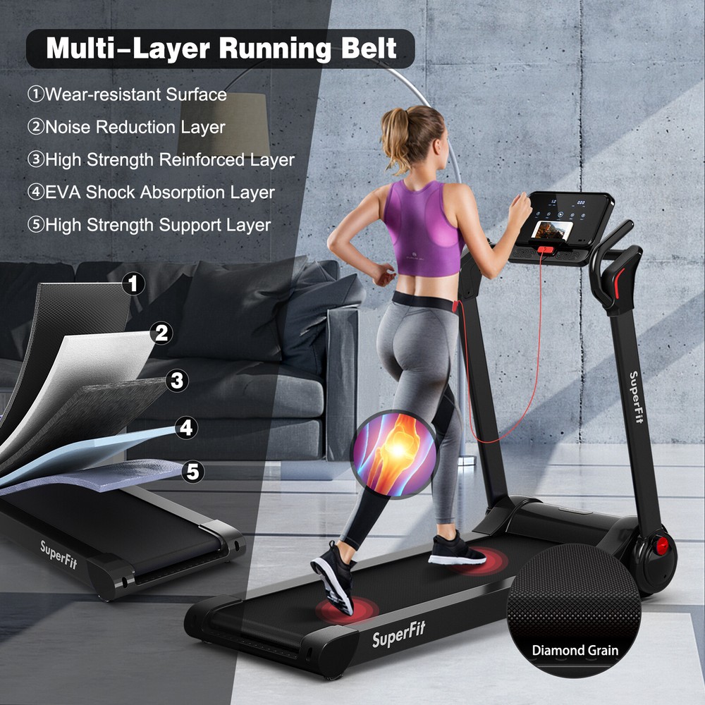 Superfit Folding 2.25HP Electric Treadmill Running Machine APP Control Bluetooth