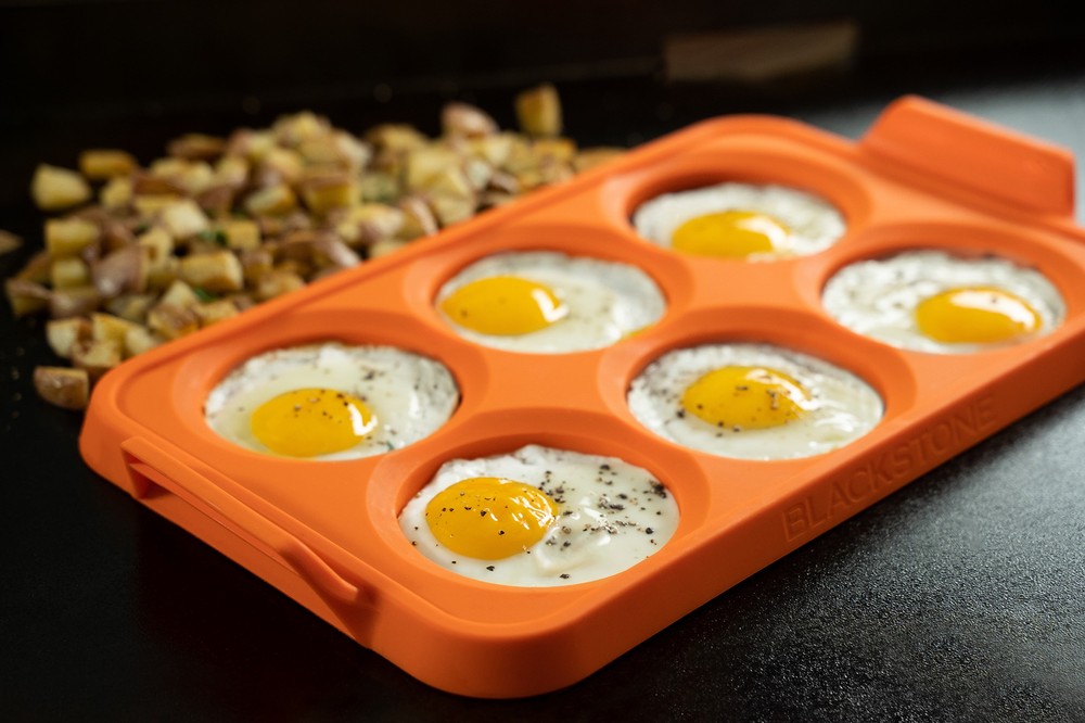 Silicone 6-Section Egg Ring Egg Mold Tray in Orange