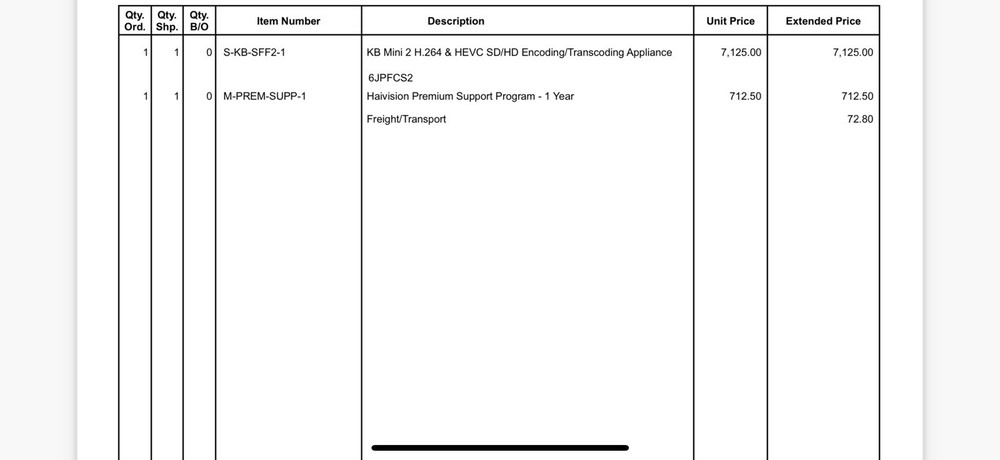 Haivision KB Mini 2 H.264 & HEVC SD/HD Encoding/Transcoding Appliance Encoder