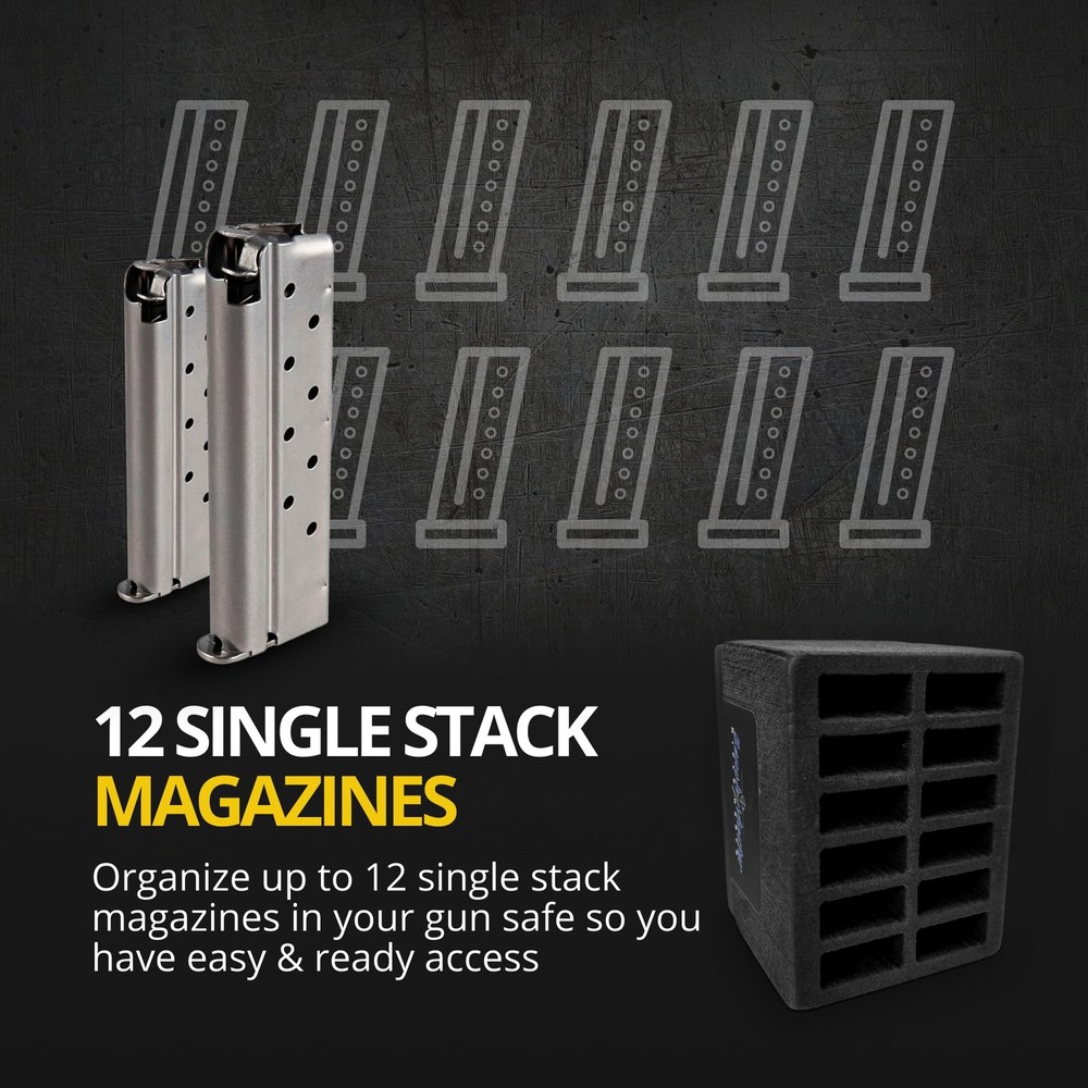 - Weapon Rack - Single Stack 1911 Magazine Rack - 12 Unit - Gun Safe Storage ...
