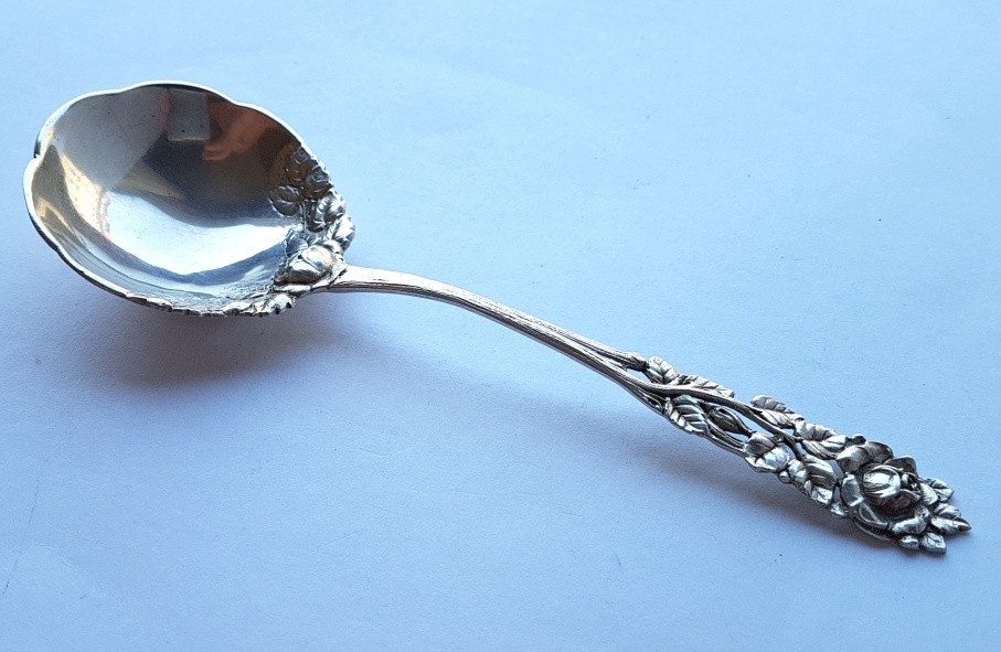 Large Serving Spoon/ Cream Spoon, Hildesheimer Rose, 800 Silver K862