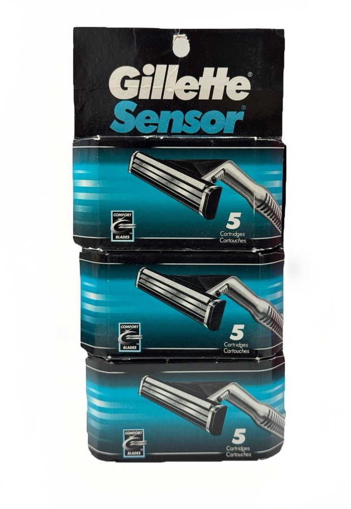 gillette sensor 15 total refill cartridges scuffed packaging