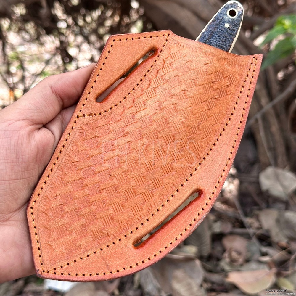 Universal 10" Fixed Blade Knife Sheath - Pure Cow Leather - Custom Engraved