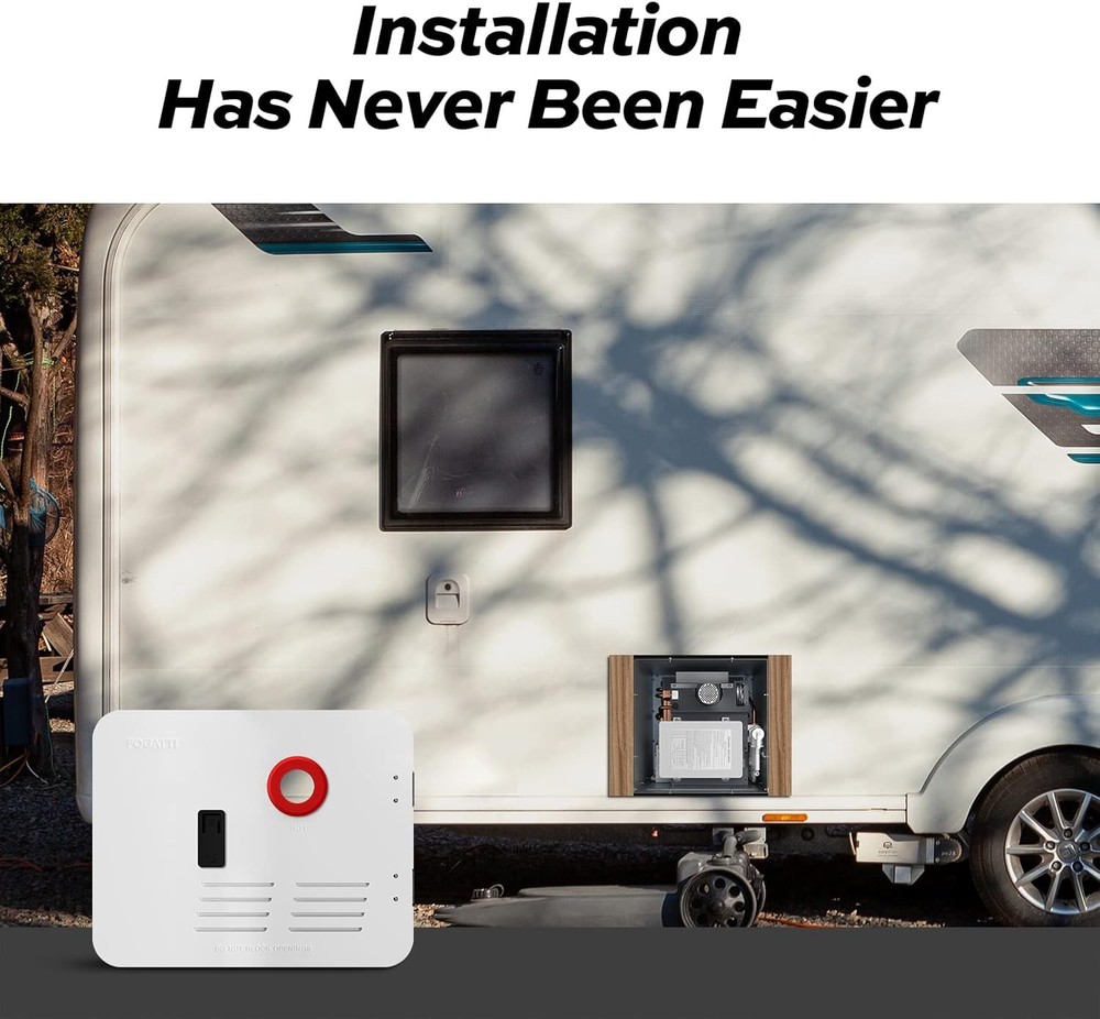 FOGATTI RV Tankless Water Heater 2.5GPM 48000BTU w/ 15*18" White Door + Remote