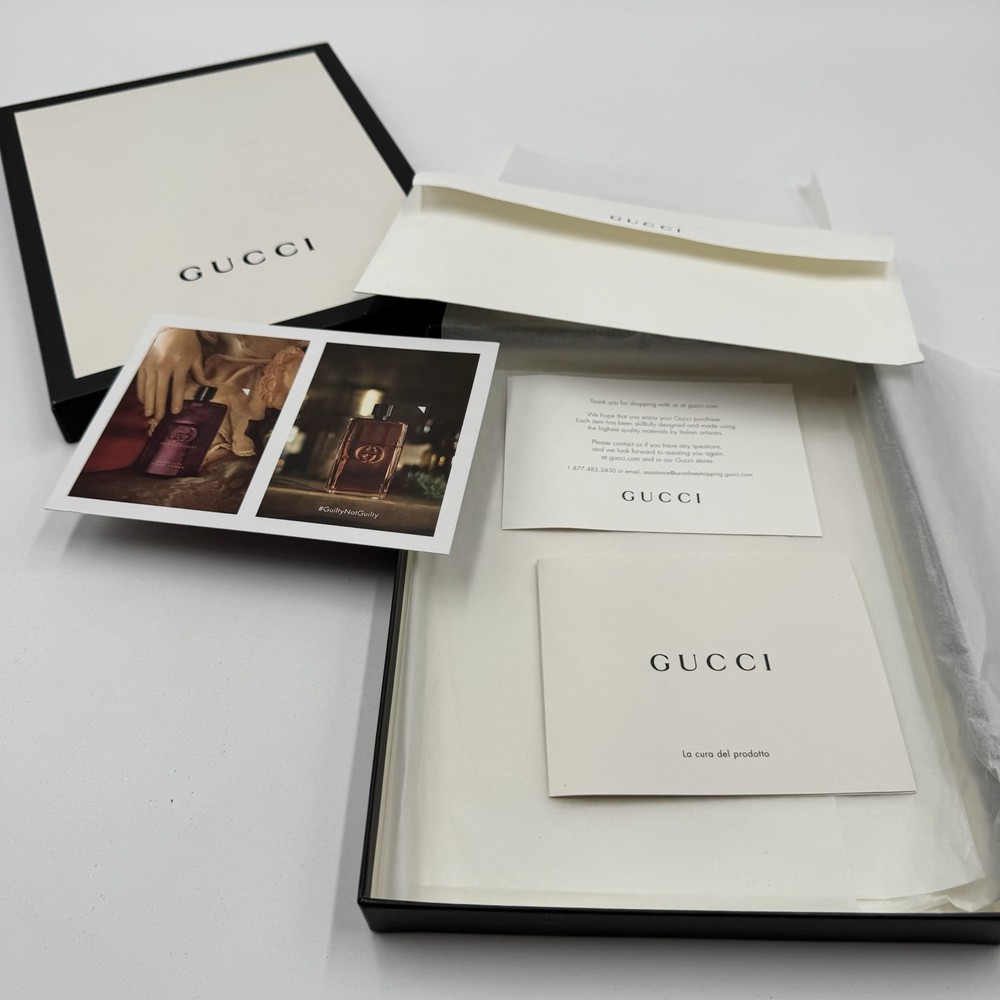 GUCCI EMPTY BOX 9” X 6.5” X 1.5 in WITH INSERTS Envelope Tissue Sample Perfume