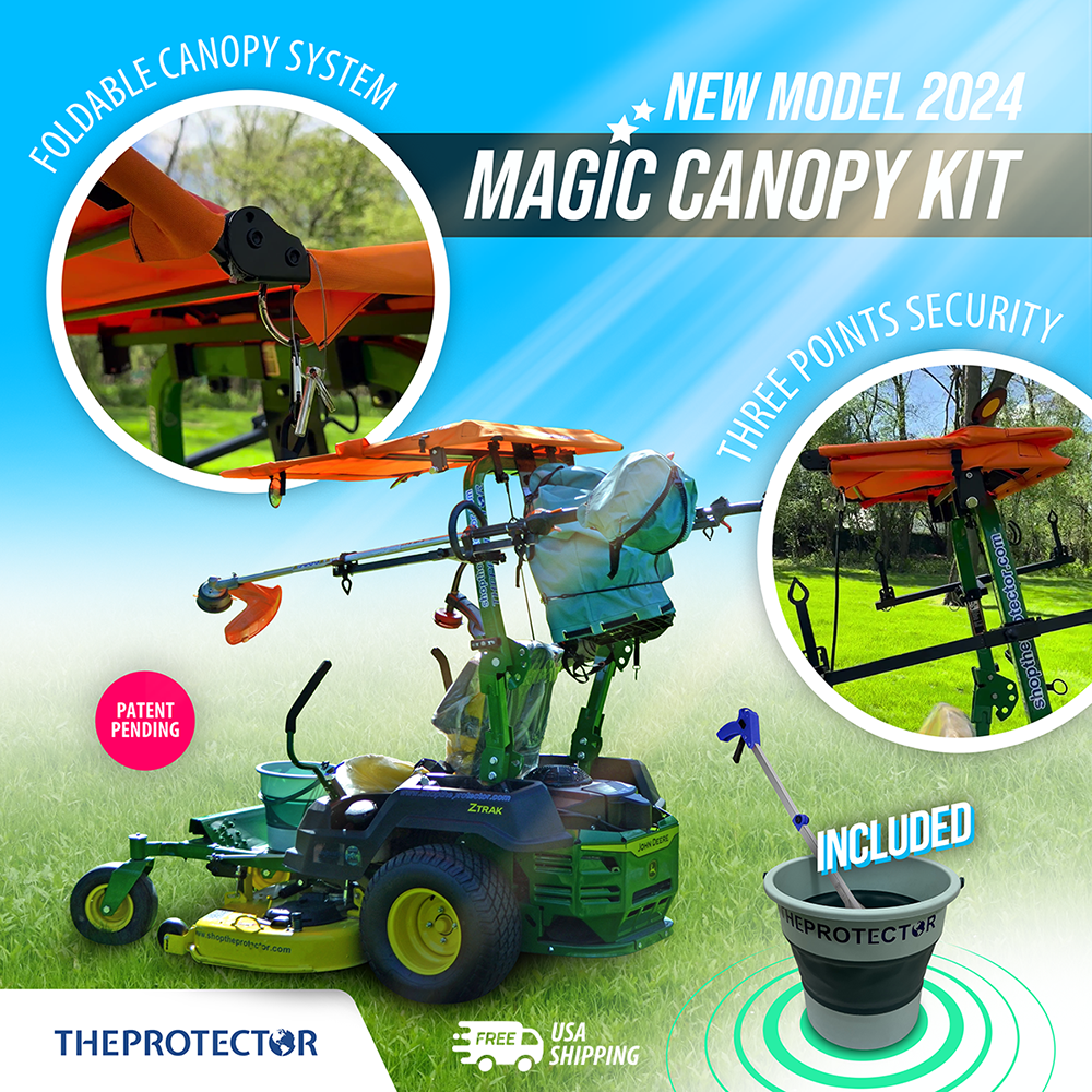 Tractor Canopy kit for ROPS, Foldable waterproof + Mounting brackets - Black