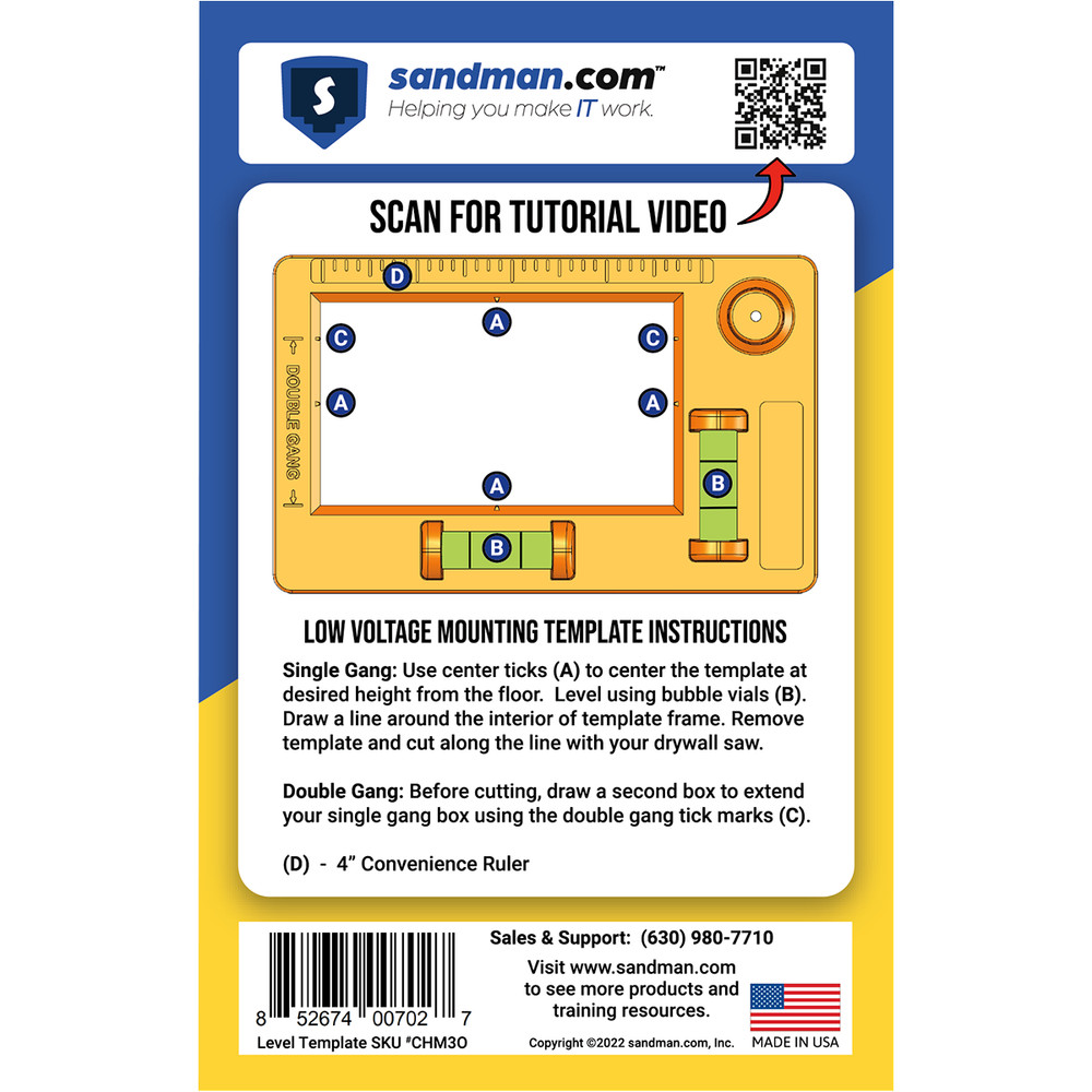 Low Voltage Mounting Template with Levels